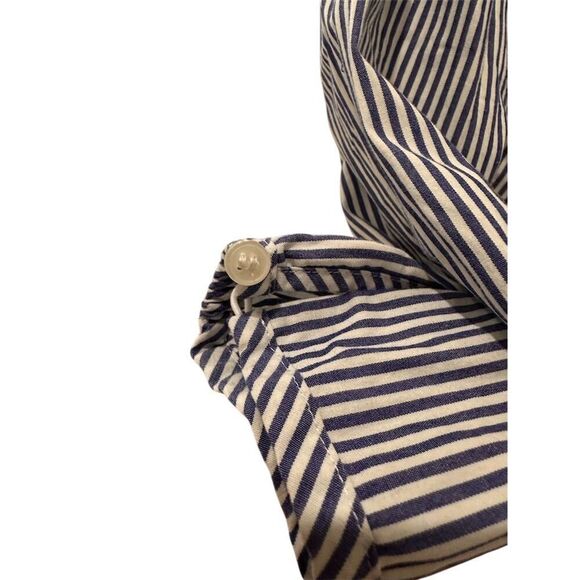 J. Crew Women's PXS Blue Striped Wrap Blouse Long Sleeve Top - Picture 4 of 4